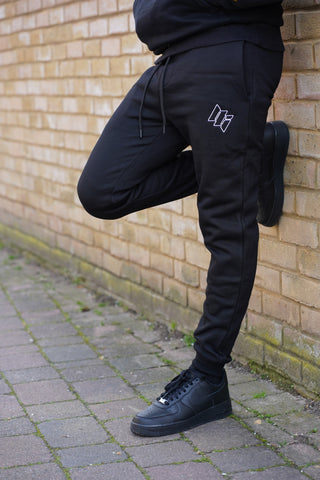 EMBROIDERED LOGO JOGGERS - BLACK/WHITE