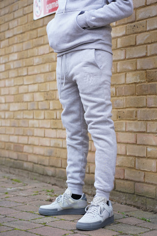 EMBROIDERED LOGO JOGGERS - GREY/WHITE