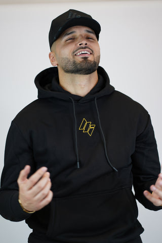 EMBROIDERED LOGO HOODIE - BLACK/GOLD