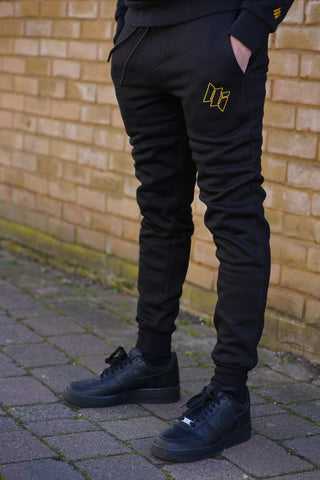 EMBROIDERED LOGO JOGGERS - BLACK/GOLD