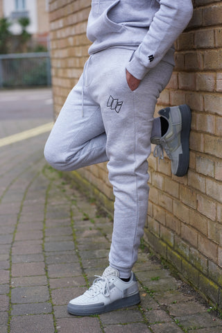 EMBROIDERED LOGO JOGGERS - GREY/BLACK
