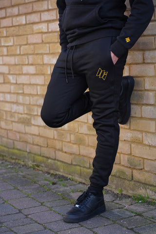 EMBROIDERED LOGO JOGGERS - BLACK/GOLD