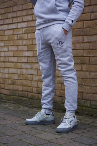 EMBROIDERED LOGO JOGGERS - GREY/BLACK